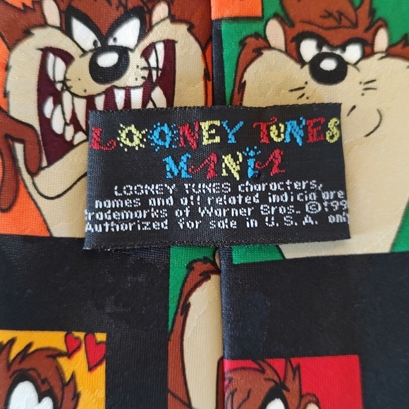Official LOONEY TUNES MANIA TAZMANIAN DEVIL TIE 4" VINTAGE - Picture 3 of 6